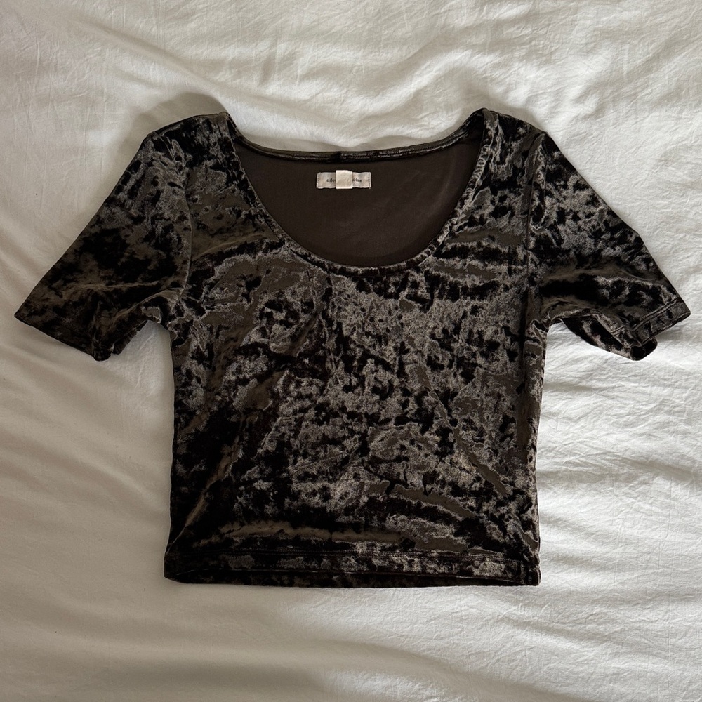 Silence + Noise Black Velvet Blouse